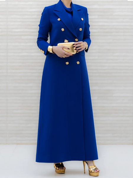 

Urban Plain Lapel Collar Coat, Blue, Coats
