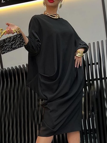 Urban Plain Ruched Knee Length Dress