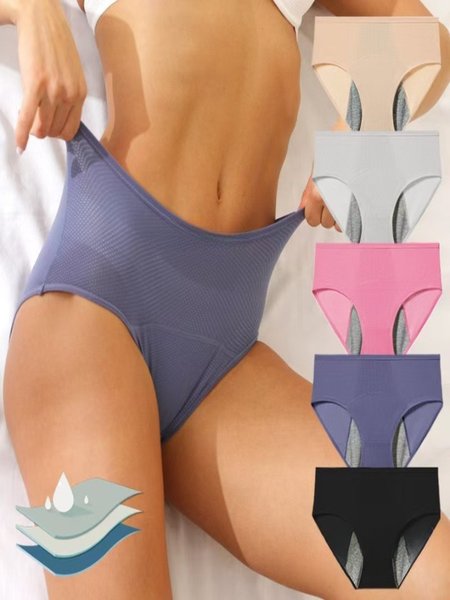 

Plain Split Joint Sports Menstrual Pants Special Sanitary Pants Oversized High Waist Comfortable Menstrual Period Briefs Panty, Royal blue, Panties