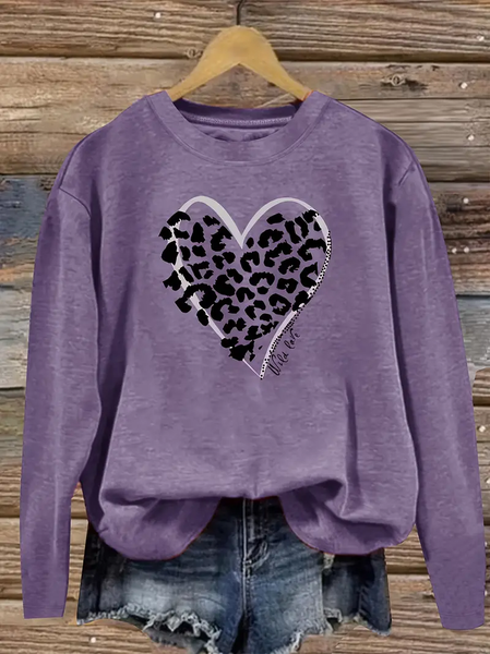 

Women Leopard Crew Neck Printing Casual Spring/Fall Long Sleeve Sweatshirt, Purple, Sweatshirts & Hoodies