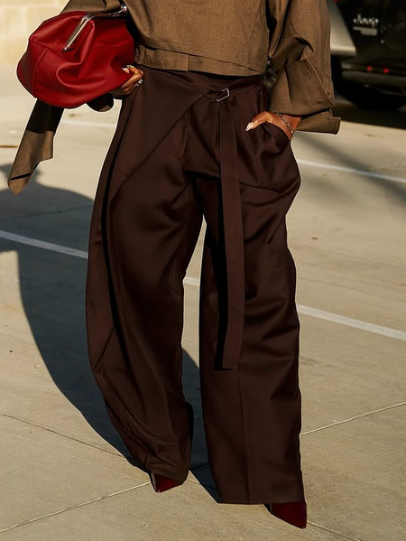 Urban Plain Grommets Wide Leg Pants
