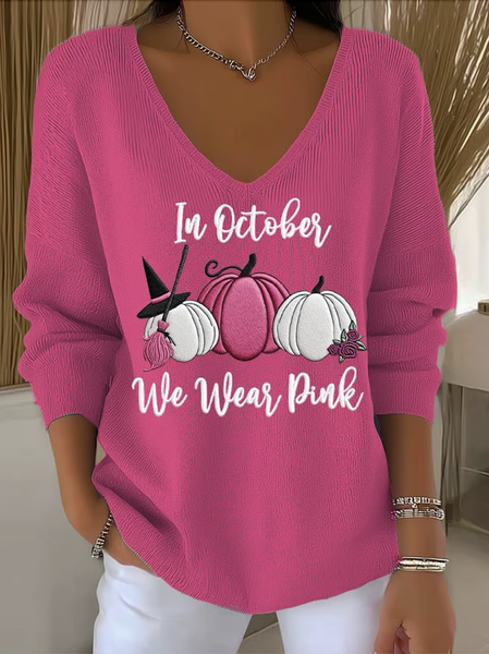 

Women Cotton Halloween Long Sleeve Comfy Casual Sweater, Rose red, Sweaters