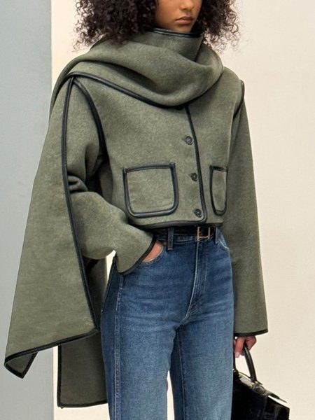 

Urban Split Joint Color Block Jacket, Green, Jackets