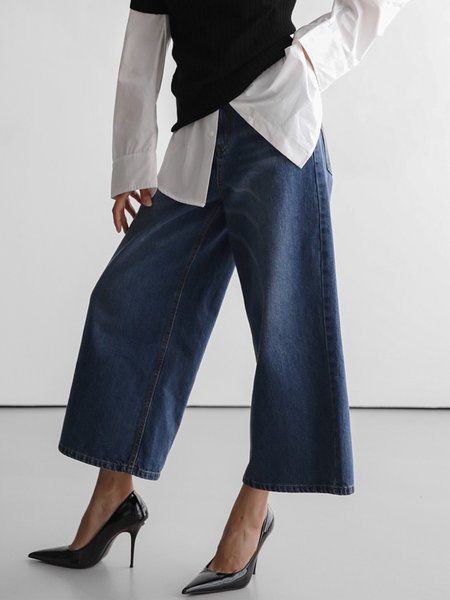 

Plain Denim Casual Jeans, Denim blue, Jeans