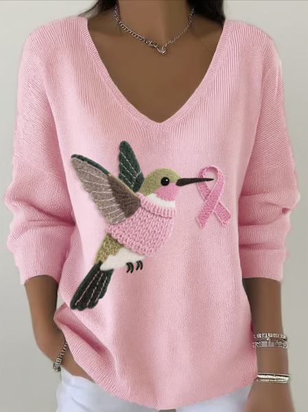 

Women Cotton Animal Long Sleeve Comfy Casual Sweater, Pink, Sweaters