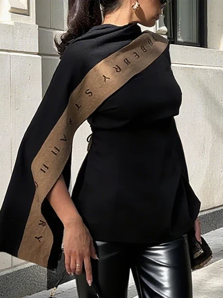 Urban Color Block Split Joint Stand Collar Sweater
