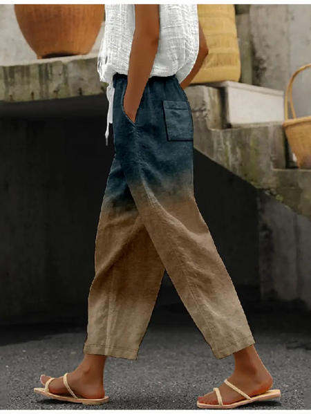 

Women Abstract Long Pants Casual Spring/Fall Trousers, Brown, Pants