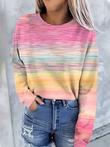 

Women Abstract Crew Neck Printing Casual Spring/Fall Long Sleeve Sweatshirt, Pink, Sweatshirts & Hoodies