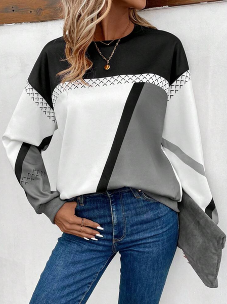 

Women Abstract Crew Neck Printing Casual Spring/Fall Long Sleeve Sweatshirt, Gray, Sweatshirts & Hoodies