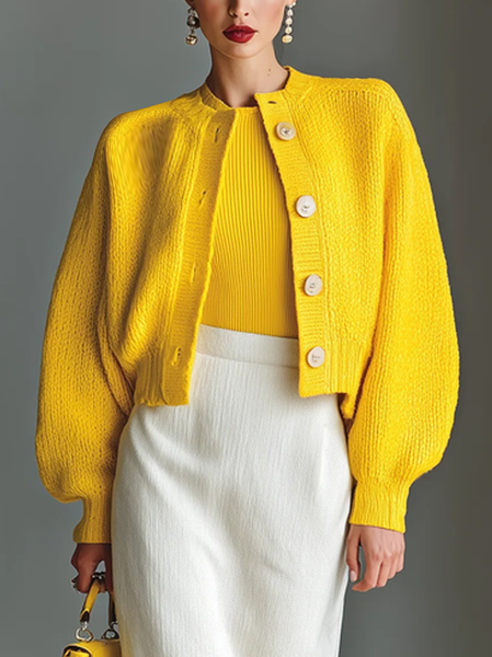 Yarn/Wool Yarn Urban Plain Cardigan