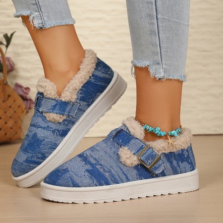 

Casual Color Block Slip On Flat Heel Shallow Shoes, Royal blue, Shoes