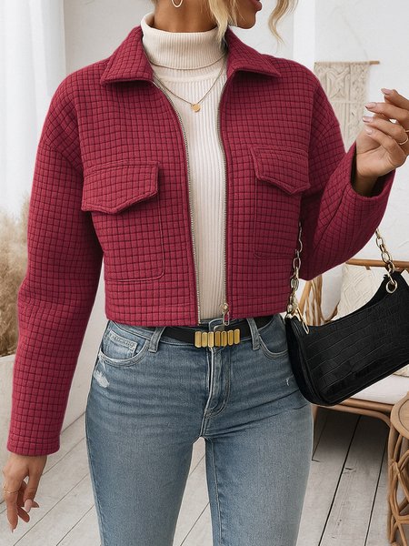 

Shawl Collar Casual Jacket, Wine red, Outerwear