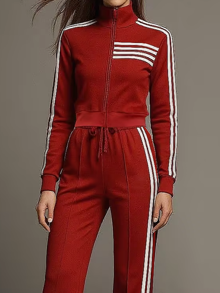 

Casual Color Block Stand Collar Jacket, Red, Jackets