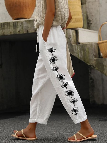 Women Floral Long Pant Casual Spring/Fall Trousers