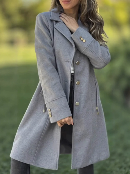 

Casual Plain Shawl Collar Trench Coat, Gray, Outerwear