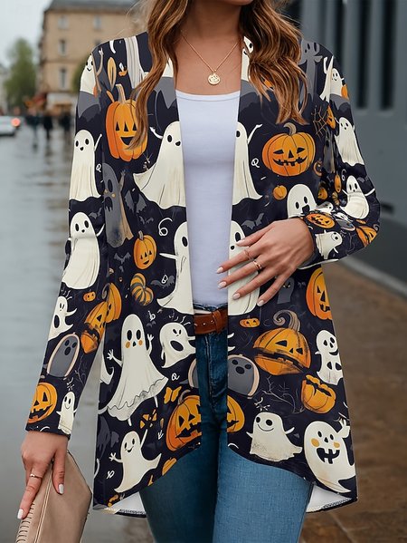 

Women Spring/Fall Outerwear Vintage Halloween Long Sleeve V Neck Jacket, As picture, Cardigans