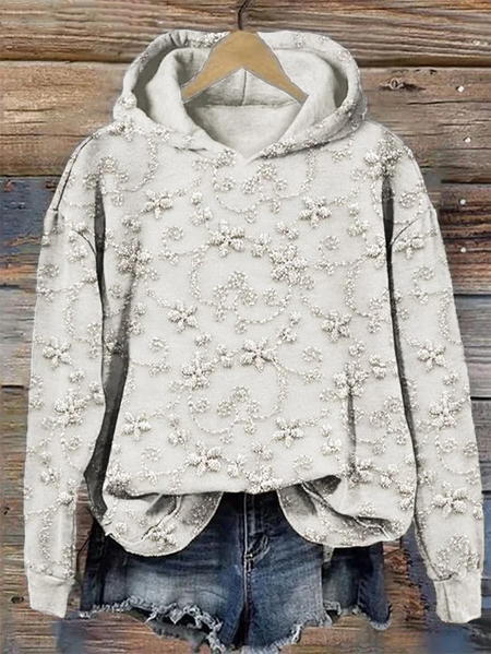 

Women Floral Spring/Fall Printing Long Sleeve Casual Daily Hoodie, White, Sweatshirts & Hoodies