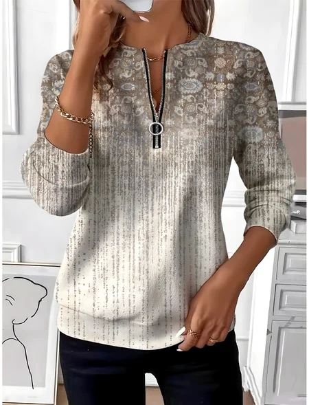 

Vintage Crew Neck Gradient Pattern Sweatshirt, Coffee, Hoodies & Sweatshirts