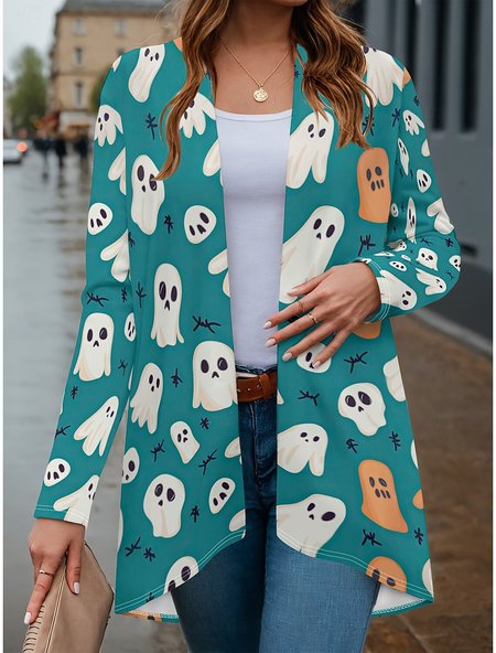 

Women Spring/Fall Outerwear Vintage Halloween Long Sleeve V Neck Jacket, As picture, Cardigans