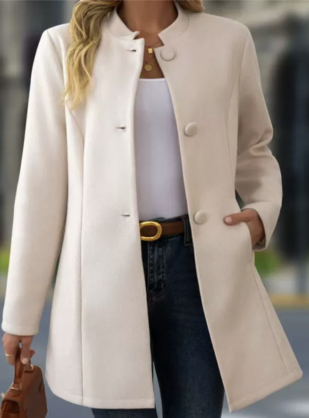 

Plain Shawl Collar Regular Fit Casual Trench Coat, White, Outerwear