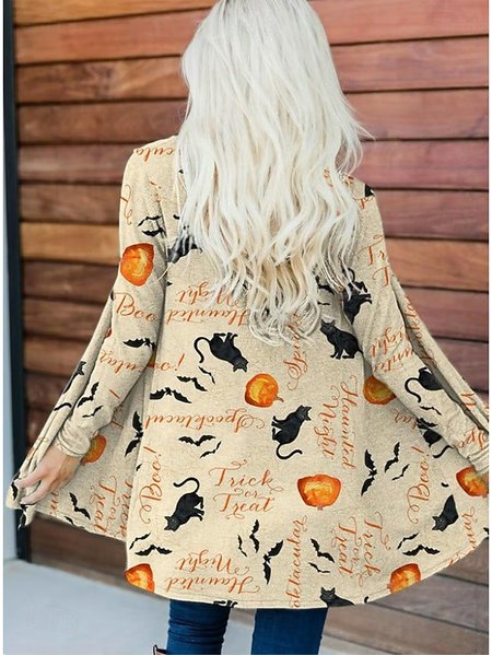 

Women Spring/Fall Outerwear Vintage Halloween Long Sleeve V Neck Jacket, As picture, Cardigans