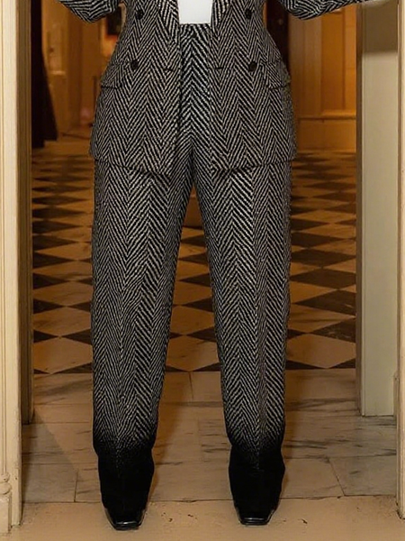 

Urban Striped Straight Pants, Gray, Pants