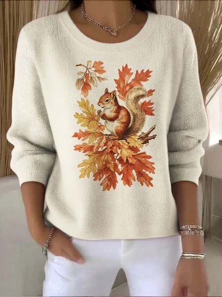 

Women Cotton Animal Long Sleeve Comfy Vintage Sweater, Apricot, Sweaters