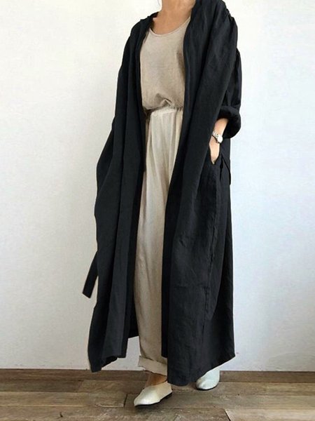 

Women Plain Spring/Fall Cover-up Vintage Split Joint Lightweight Cardigan, Black, Cardigans