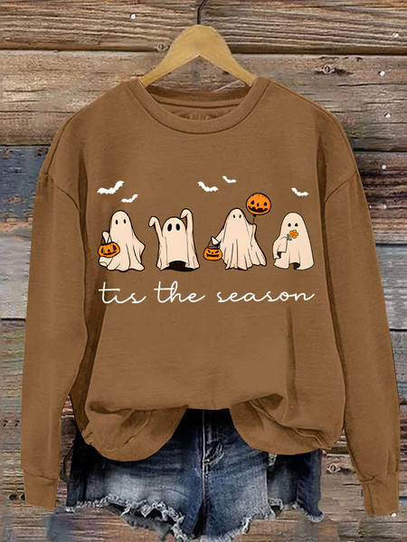 

Casual Crew Neck Halloween Sweatshirt, Yellow brown, Hoodies & Sweatshirts