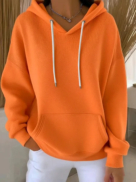 

Women Plain Spring/Fall Printing Long Sleeve Casual Daily Hoodie, Orange, Sweatshirts & Hoodies