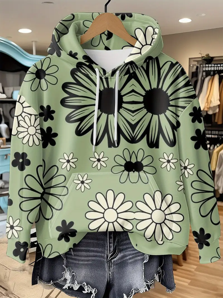 

Women Floral Spring/Fall Printing Long Sleeve Casual Daily Hoodie, Green, Sweatshirts & Hoodies
