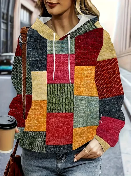 

Women Abstract Spring/Fall Printing Long Sleeve Casual Daily Hoodie, As picture, Sweatshirts & Hoodies