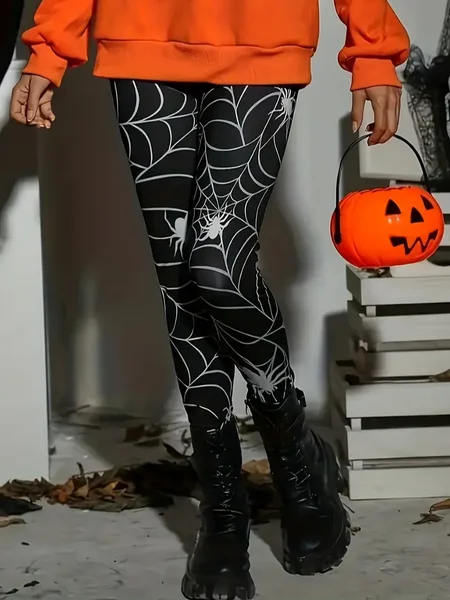 

Women Halloween Casual All Season Printing Long Leggings, Black, Leggings