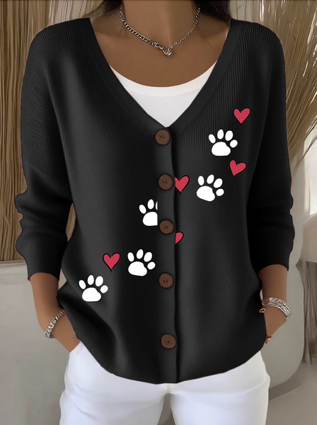 

Women Cotton Animal Long Sleeve Comfy Casual Cardigan, Black, Sweaters