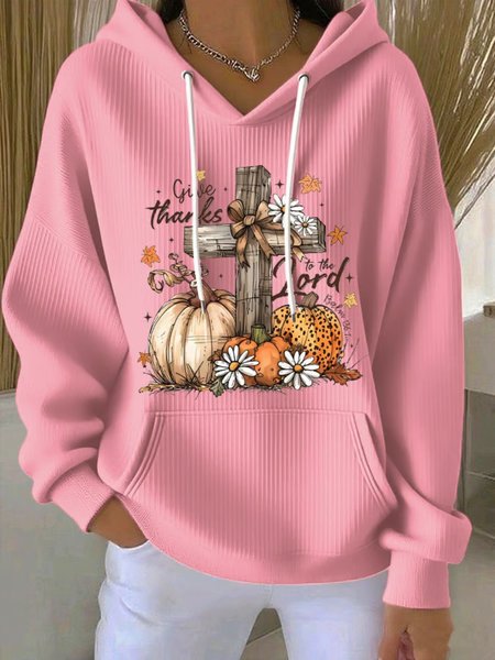 

Casual Hooded Pumpkin Pattern Hoodie, Pink, Hoodies & Sweatshirts