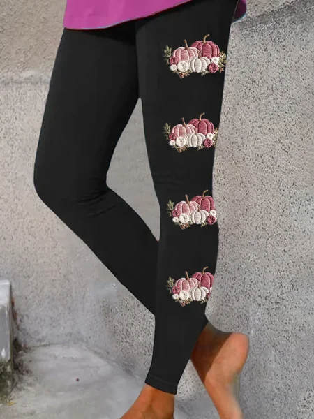 

Women Floral Casual All Season Printing Long Leggings, Black, Leggings