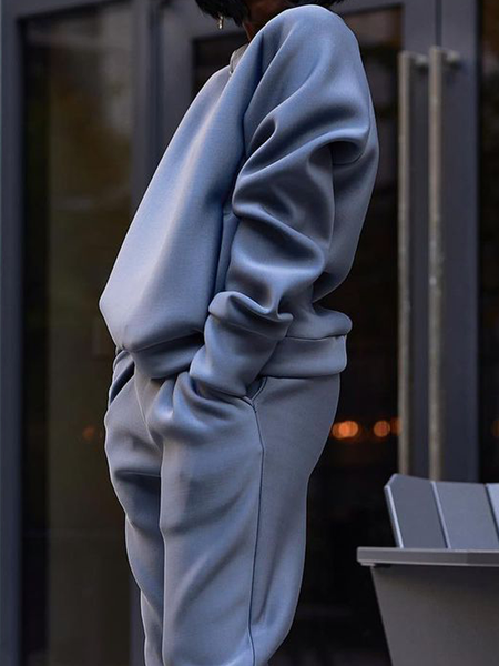 

Casual Plain Crew Neck Sweatshirt, Gray, Hoodies and Sweatshirts