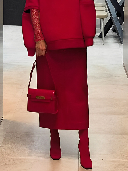 

Urban Plain Midi Skirt, Red, Skirts