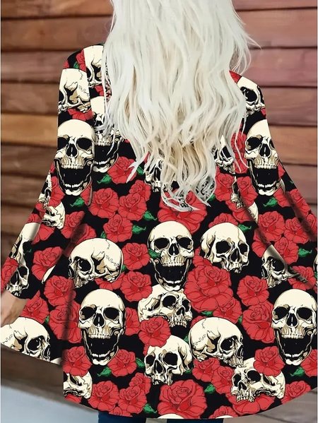 

Women Spring/Fall Outerwear Vintage Floral Long Sleeve V Neck Jacket, As picture, Cardigans