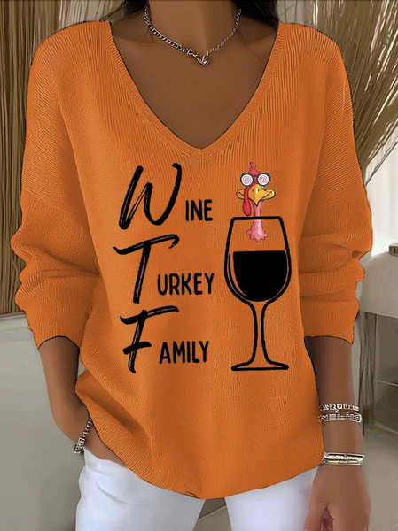 

Women Cotton Animal Long Sleeve Comfy Casual Sweater, Orange, Sweaters