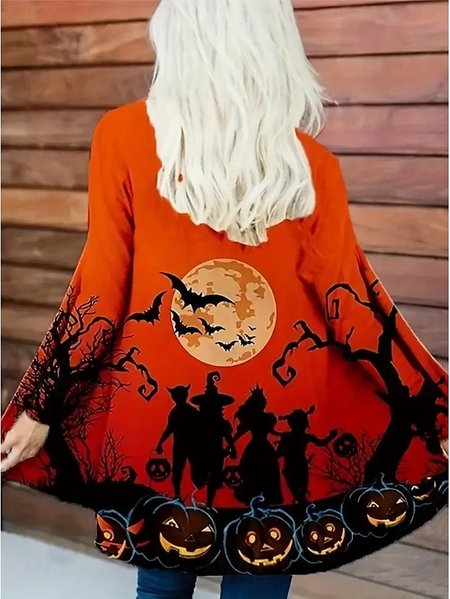 

Women Spring/Fall Outerwear Vintage Halloween Long Sleeve V Neck Jacket, As picture, Cardigans