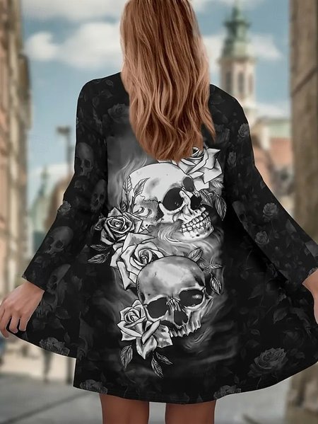 

Women Spring/Fall Outerwear Vintage Halloween Long Sleeve V Neck Jacket, As picture, Cardigans