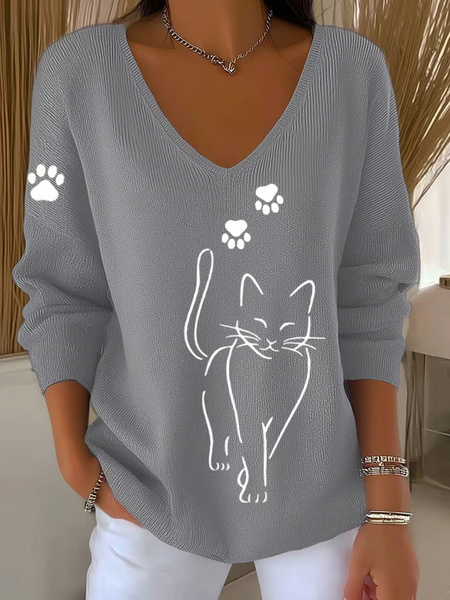 

Women Plain Long Sleeve Tee T-shirt V Neck Casual Spring/Fall Top, Gray, T-Shirts