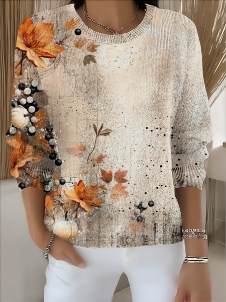 

Women Maple Leaf Long Sleeve Comfy Vintage Sweater, Color3, Hoodies & Sweatshirts