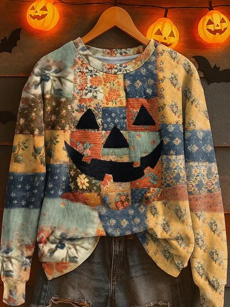 

Women Floral Crew Neck Printing Casual Spring/Fall Long Sleeve Sweatshirt, As picture, Sweatshirts & Hoodies