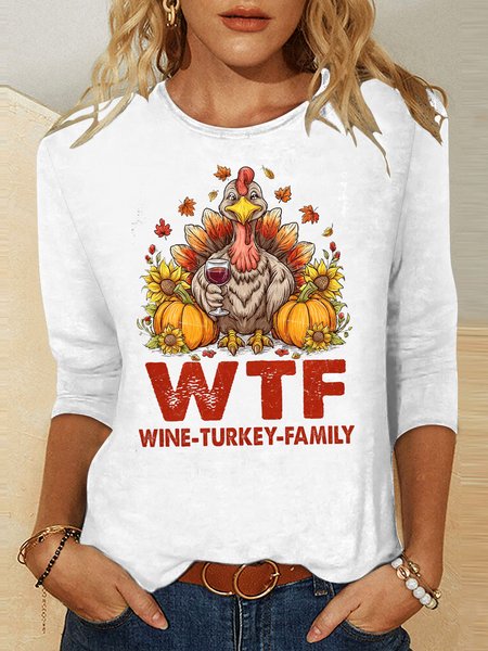 

Vintage Floral Crew Neck Long Sleeve T-shirt, White, T-shirts