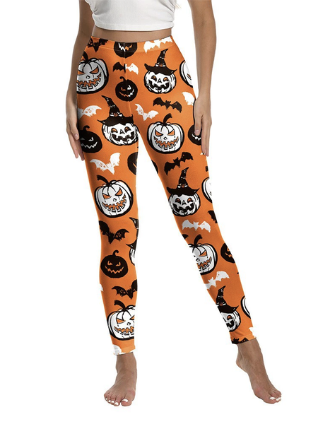 

Women Geometric Casual All Season Long Leggings, Light orange, Pants