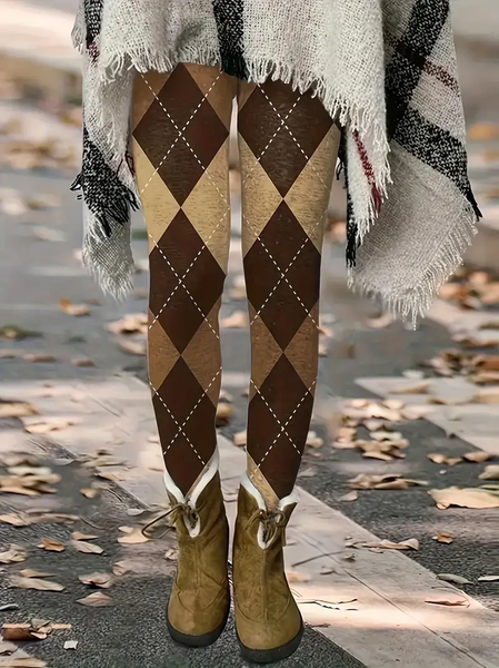 

Women Plaid Vintage All Season Long Leggings, As picture, Leggings