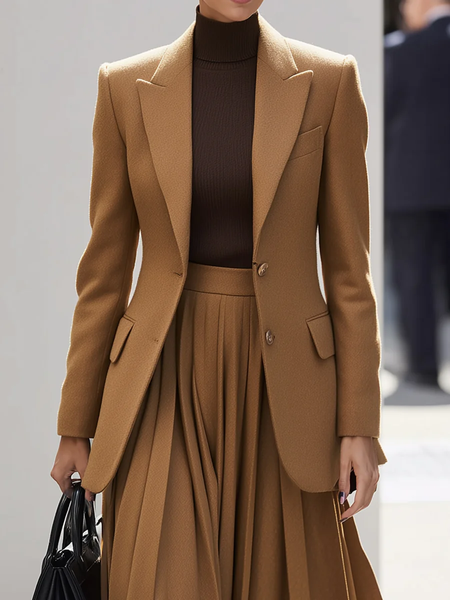 Elegant Buttoned Plain Blazer