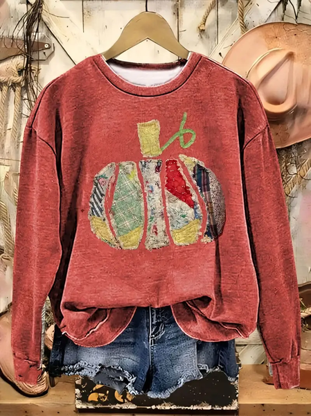 

Women Halloween (pumpkin) Crew Neck Printing Casual Spring/Fall Long Sleeve Sweatshirt, Deep pink, Sweatshirts & Hoodies